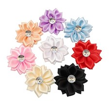 40pcs Satin Ribbon Flower with Pearl Wedding DIY Appliques Multi
