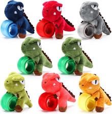8 Pcs Dinosaur Stuffed Animals Slap Bracelets for Kids Plush Animal Slap Snap Br