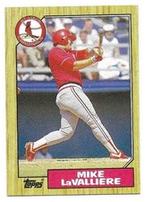 MIKE LAVALLIERE 1987 TOPPS ROOKIE CARD EX-MT+ CONDITION. rookie card picture