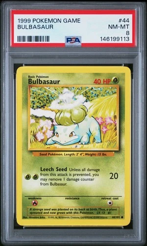 1999 POKEMON BASE SET UNLIMITED #44 BULBASAUR PSA 8