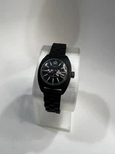 Vintage Timex Motor Sports Rally Watch Women 25mm Black Rubber Manual Wind 70's!