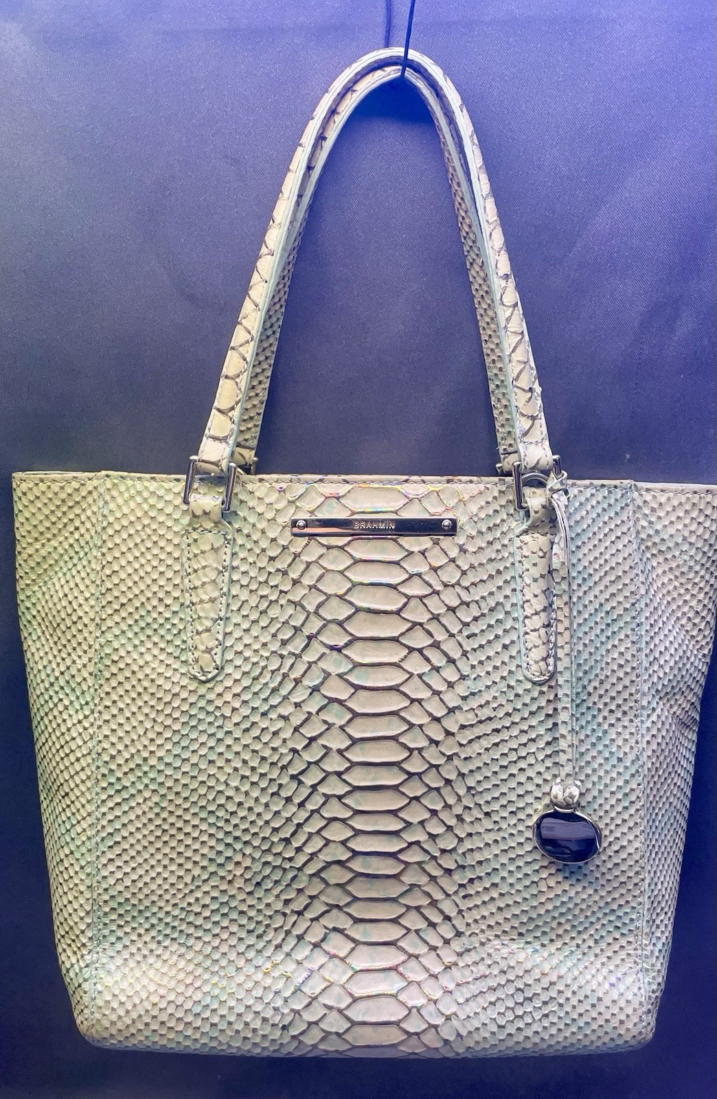 Brahmin Harrison Carryall Opal Seville Python Lea… - image 1