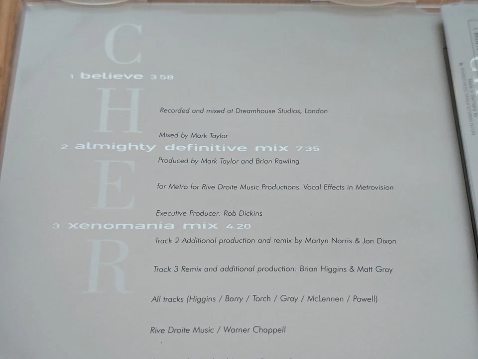 Cher Believe 1998 CD Single CD 1 WEA Euro House Disco 3 Tracks Electronic Pop - Bild 2 von 4
