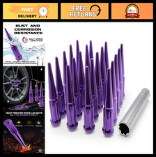 12x1.5 Spline Spike Lug Nuts 24 Pack Purple Bulge Acorn For Chevy Gmc Toyota Tun