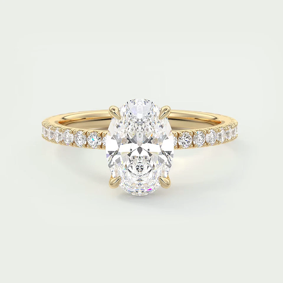 18k Yellow Gold Semi Mount Setting Ring Oval Diamond 0.50 Carat Solid Size 6 7 8 - Image 2 of 4