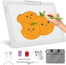 Rechargeable A4 Light Pad - Tracing Light Box with Carry Bag, Stepless Dimmable 