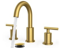 8 Inch Widespread Brushed Gold Bathroom Faucet 3 Hole, 2 Handle Gold Sink Faucet