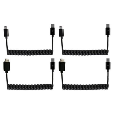 Elastic Spring Data Cable Type C To 5P/Mini 5P For Multiple Devices