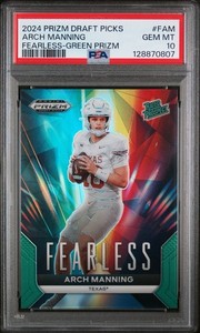 2024 Panini Prizm Draft Picks Fearless #FAM Arch Manning Green Prizm PSA 10