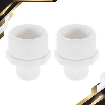 2Pack Garden Hose Adapter Male 1.25'' NPT x 3/4'' GHT Garden Hose Fitting White