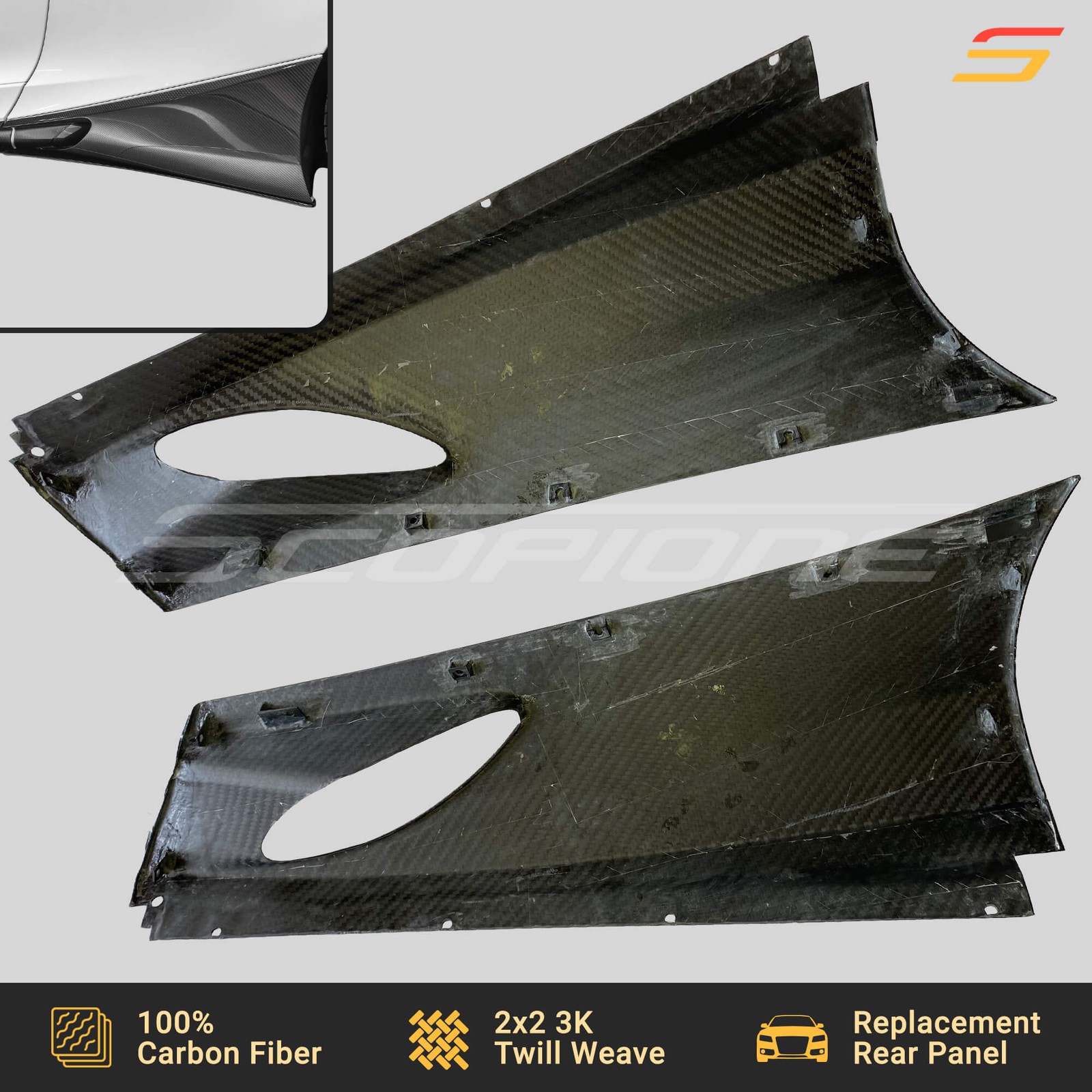Scopione Carbon Fiber Lower Quarter Rocker Panel Side Skirts for McLaren 720S