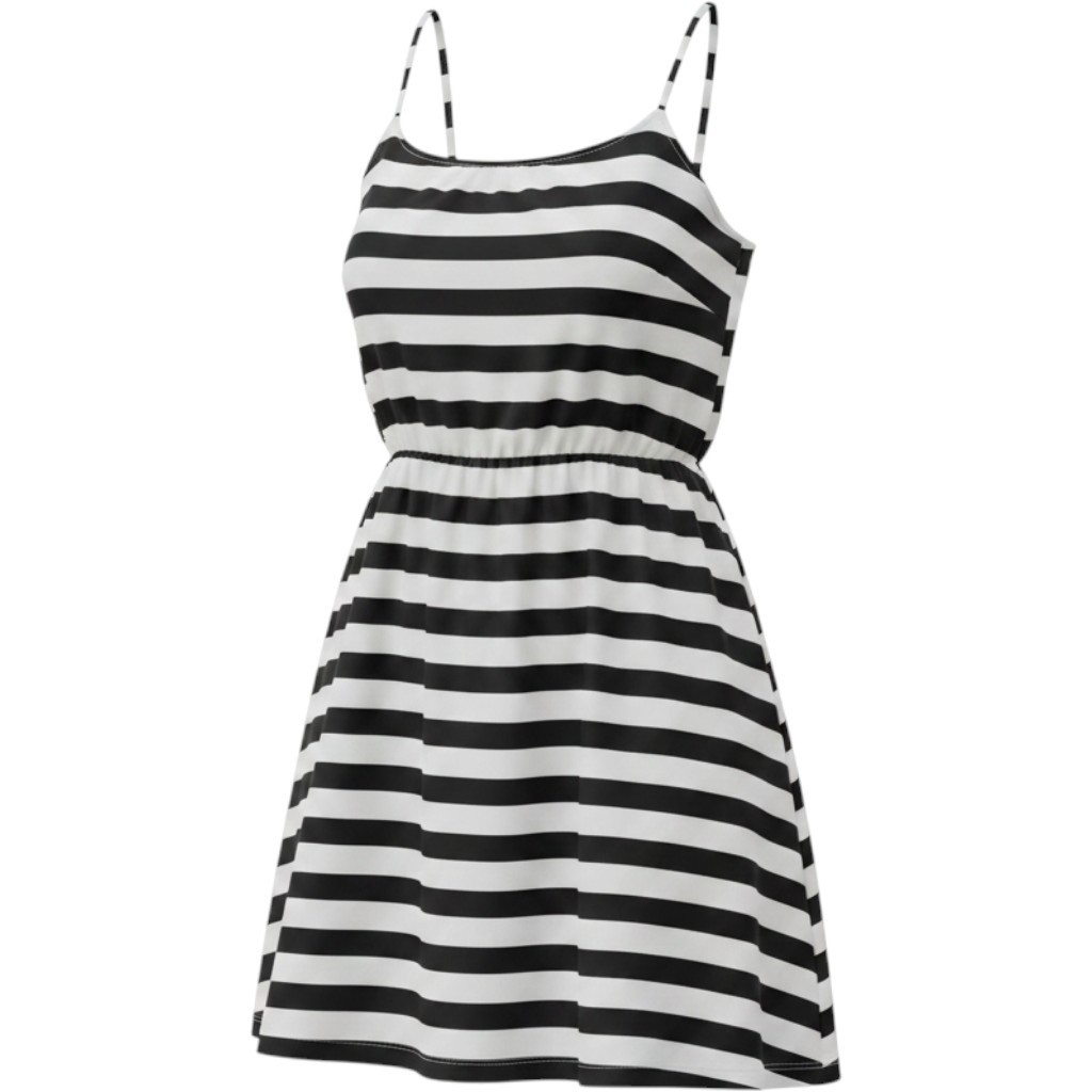 J.Crew Women 6 Black White Striped Silk Spaghetti Strap Mini Dress 59391 FA11