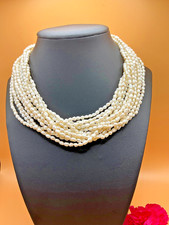 Vintage Multi Strand Freshwater Cultured Pearl Necklace 32 Baroque Rice Pearl