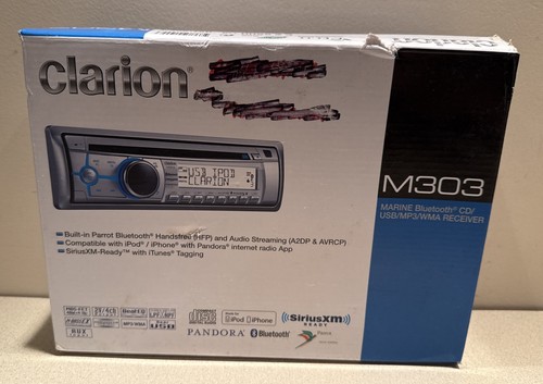 Clarion M303 Marine Bluetooth CD/USB/MP3/ WMA Receiver iPhone iPod Open Box - Picture 2 of 12