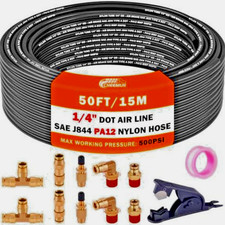 50FT 1/4 DOT Air Line with Brass Fittings Kit for Air Bags Suspension 10PCS Kit