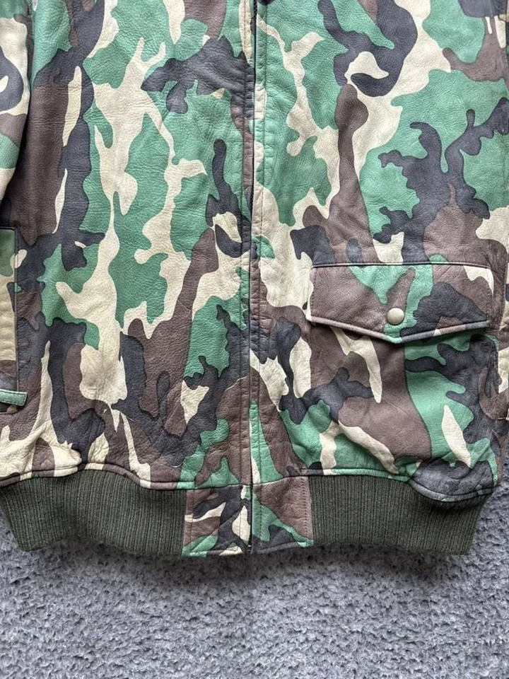 Chaqueta Bomber Top Gun Camuflaje Cuero Acolchada Cremallera Completa Raro Para Hombre Talla L Foto 4 de 4