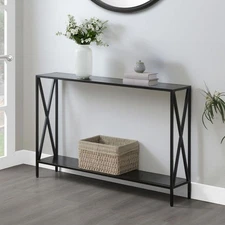 Convenience Concepts Console Table W/ Shelves 48" Rectangle Wood Black