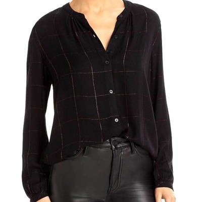 Rails NWT Eloise LS Shirt Ebony Tinsel Black Metallic Thread Gold Size S Soft