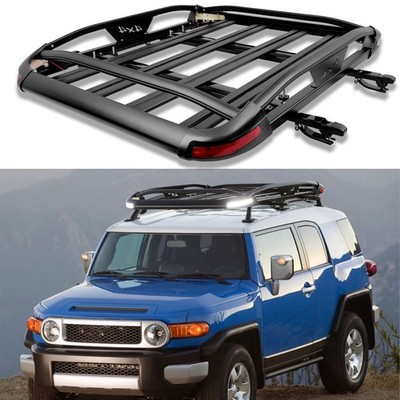 For Toyota FJ Cruiser 50'' x 38'' Roof Rack Basket Cargo Carrier + Cross Bar + LED