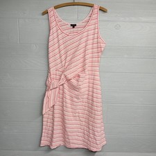 Talbots Pink Striped Tie Front Tank Top Dress Womens Size Large NWT