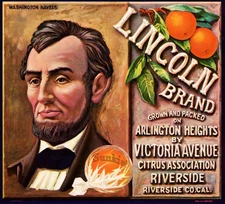 LINCOLN Brand Original Sunkist Fruit Crate Label - Riverside, California