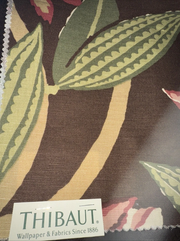 Amostra de tecido Thibaut 25” quadrado mistura de linho/algodão mamão marrom F93202 Chelsea - Imagem 2 de 4