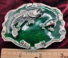 Metal and Enamel Largemouth Bass and Fishing Lure belt buckle