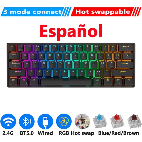 Wireless Mechanical Keyboard Tri-Mode BluetoothRGB Backlit 61 Key Gamer Keyboard - 第 13/35 張圖片