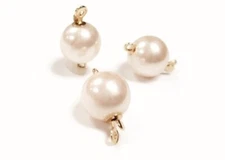 6 Vintage Japanese Pearl Round 11mm Gold Pinch Clasps - DIY Necklace Making L104