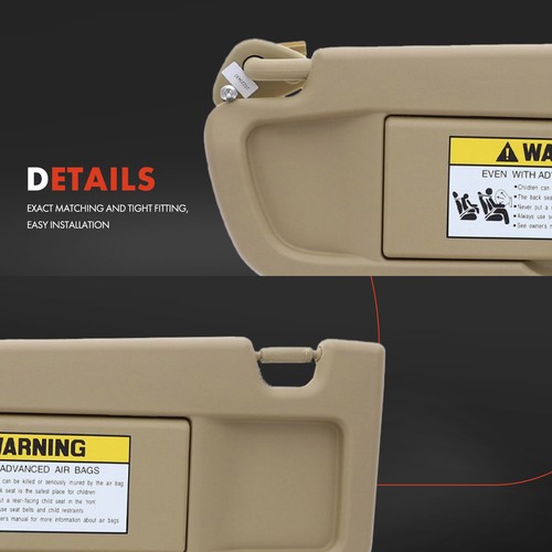 A-Premium Front Left DriverSide Beige Sun Visor w/ Mirror for Honda Civic 09-11 - Picture 7 of 8