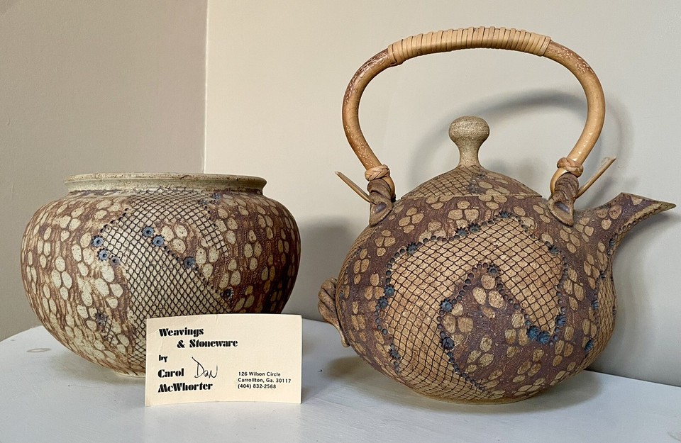 1989 Don McWhorter Snake Skin Studio Art Pottery Vase Carrollton