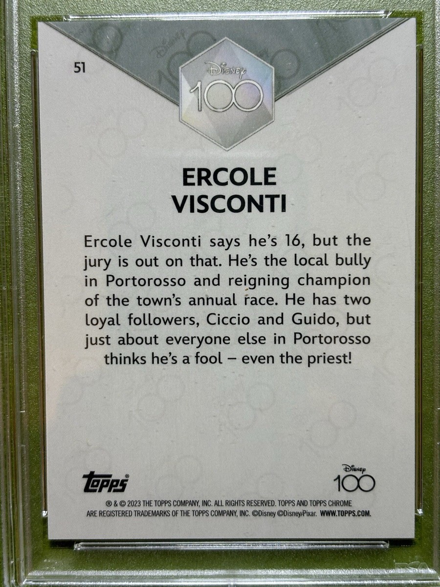 Ercole Visconti PSA 9 Disney 100 PURPLE #/299 REFRACTOR 2023 Topps