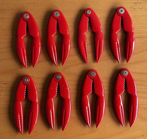 Seafood Lobster Claw Crab Cracker Red Enamel Cast Aluminum Shell Opener Lot of 8 - Picture 1 of 7