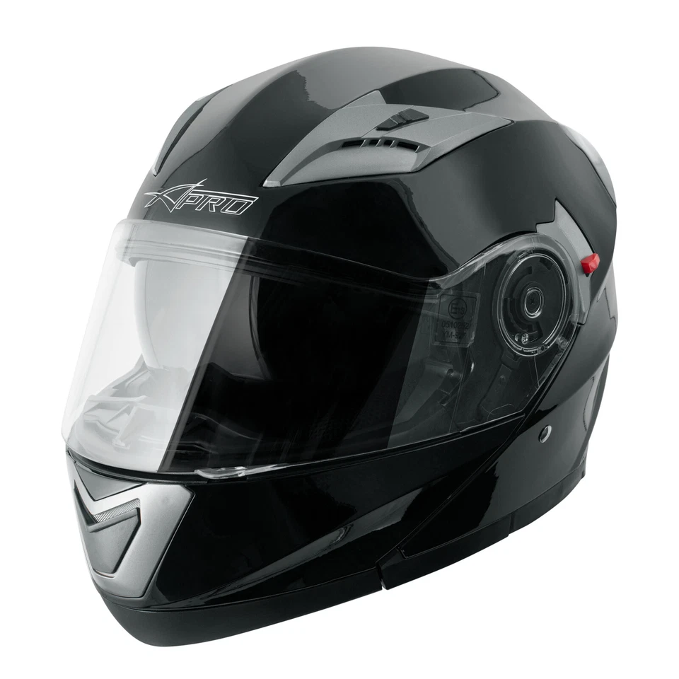 Casco Modulare Apribile Moto Touring Sport Visiera Parasole Nero - Immagine 2 di 3