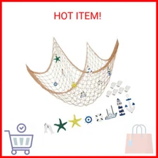 Decorative Fishnet Nautical Fishing Net Wall Hanging Decor, 8 Pieces Starfish, S