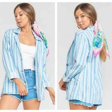 Show Me Your Mumu Breken Striped Blazer Jacket Blue Size Small NEW With Tags