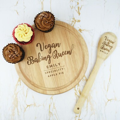 Personalisiertes Vegan Back Queen Set Servieren Kuchen Brett Kuchen Ständer Backlöffel
