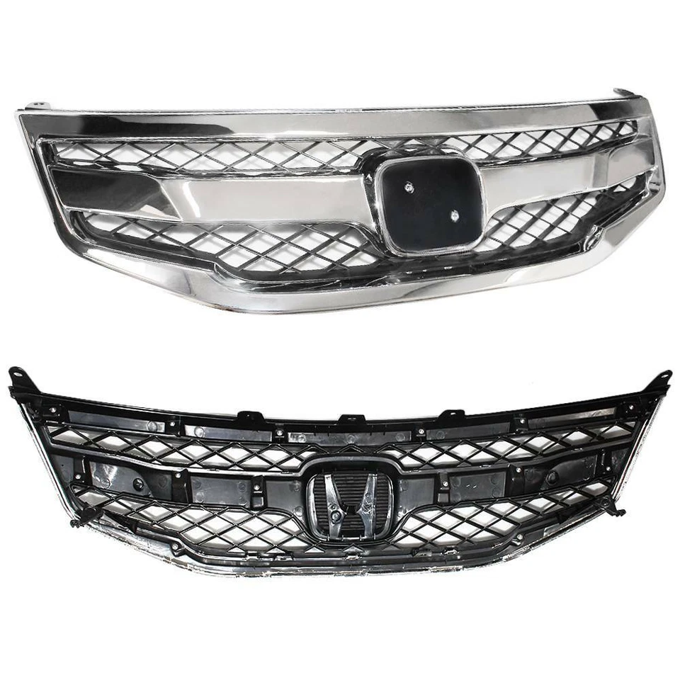 Хромированная решетка радиатора верхняя сотовая для переднего капота седана Honda Accord 2011-2012 годов выпуска - Изображение 3 из 4