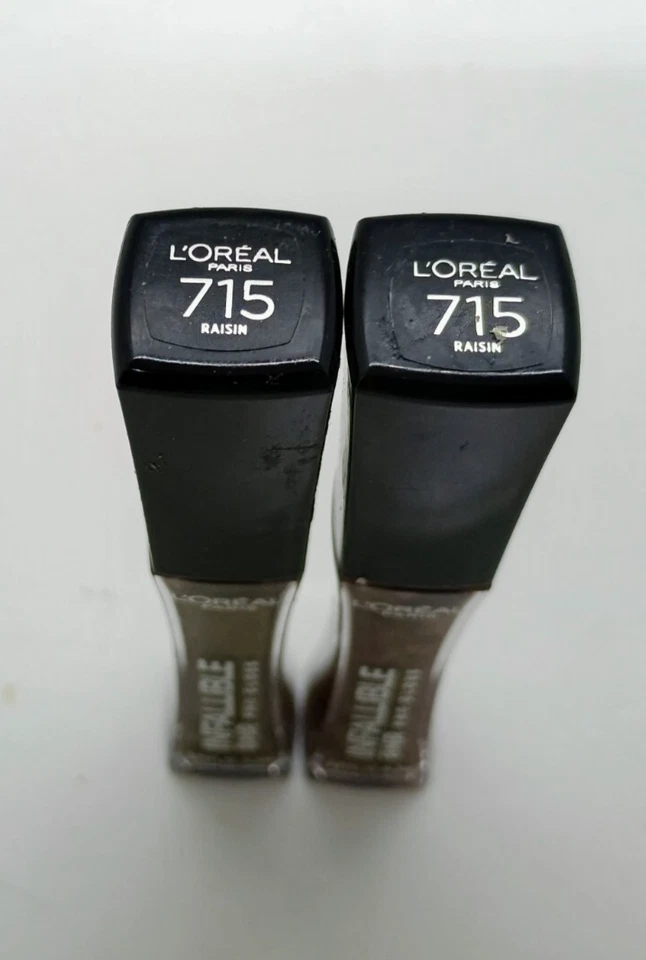 Lote de 2 Brillos de Labios L'Oreal Infalible Pro 8Hr, 0.21oz/6.3ml, #715 Pasas Foto 3 de 3