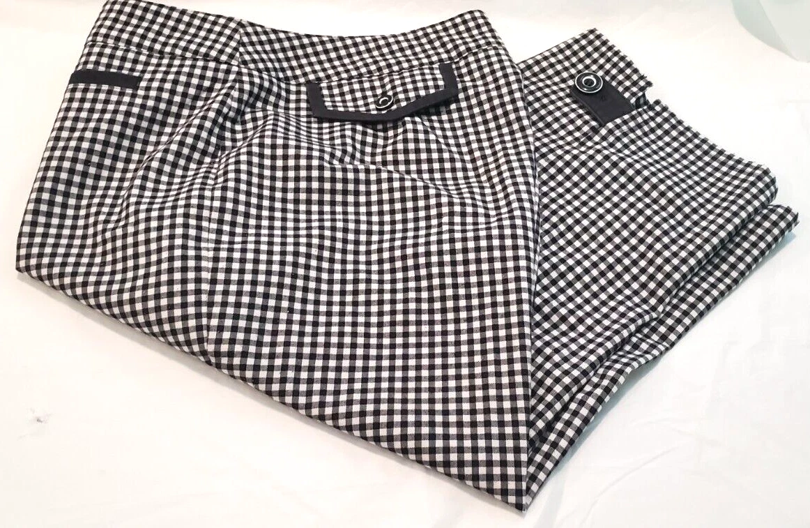 Conrad C Collection Stretch Women's 14 Capri Pants Black White Checkered