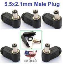 5 Pieces Right Angle 2.1x5.5mm 2.1mm DC Power Male Plug Soldering Connector