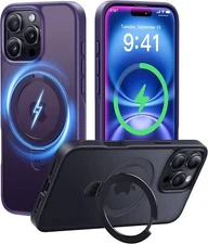 CASEKOO iPhone 16 Pro Max Case, Mag Stand, Mil Prot, Slim Translucent, Purple