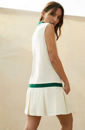 Striped Pleated Recycled Piqué Tennis Dress XS NWT - Picture 2 of 5