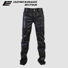 Mens Geniune Cowhide Black Leather Jean Pant l Mens Leather Pant