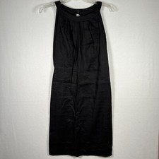 Ann Taylor Loft Black Linen Dress Size 6 Sleeveless Lined Knee Length Sheath.  R