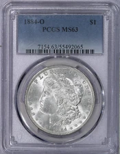 1884-O Morgan Silver Dollar $1 PCGS MS63 - Bright Fresh & Lustrous - New Holder!