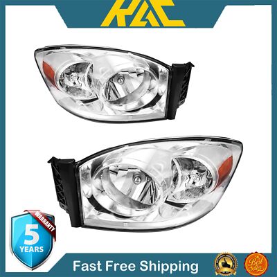 2x Front Chrome For Dodge Ram 2500 3500 4500 2009 5.7L/6.7L Headlight Assemblies