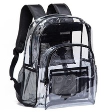Clear Backpack Heavy Duty PVC Transparent Backpack with Reinforced Strap for ...