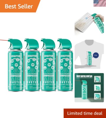 iDuster 4-Pack Air Duster with Bittering Agent - Safe and Effective Dust Removal