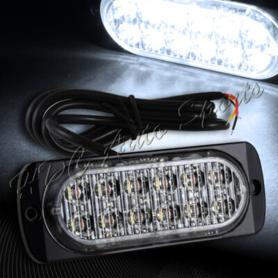 12 LED White Car Truck Emergency Beacon Warn Hazard Flash Strobe Light Universal